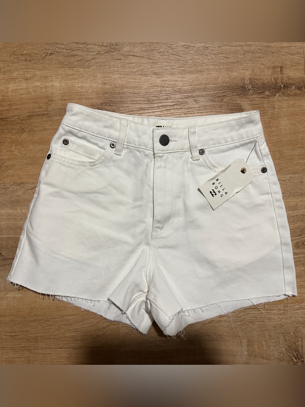 Billabong White High Tides Denim Cutoff Shorts